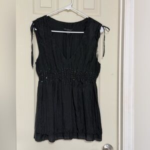 Express Design Studio 100% Silk Chic Black Sleeveless Blouse Large